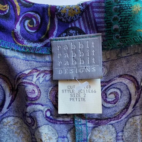 Vintage Rabbit Designs Dress Size 2P Made In USA Shoulder Pads Maxi Dress Green - Picture 2 of 9